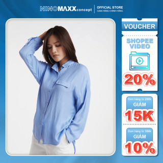 Áo Sơ Mi Nữ Tay Dài Xanh Dương N&M Thương Hiệu NINOMAXX 1909099