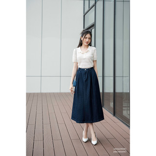Chân váy denim chữ a dài eva de eva 24scve039x