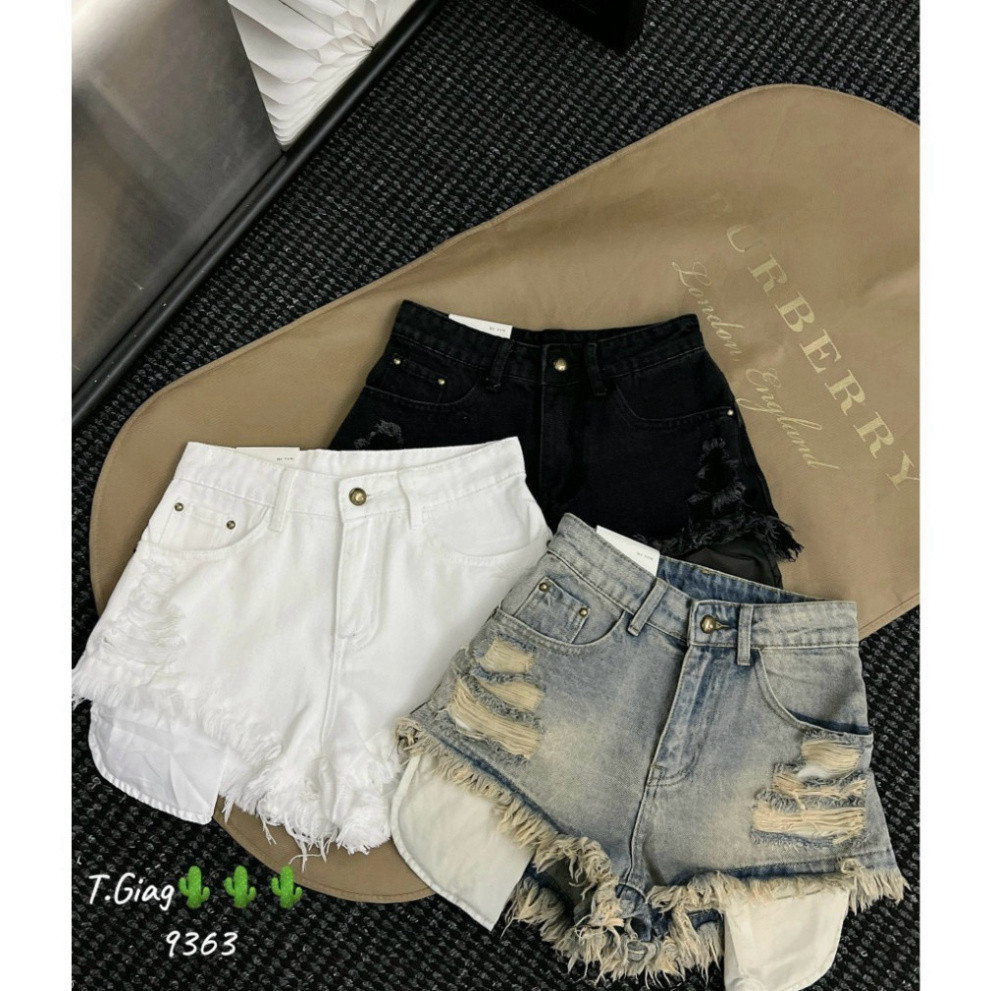 [HOT] Quần short jeans nữ, quần jeans nữ phong cách rách tua rua phối hở túi siêu cá tính N49 aaa