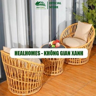 Ghế sofa trưng song mây HEALHOMES mây nhựa dùng ban công sân vườn chịu được nắng mưa bảo hành 2 năm