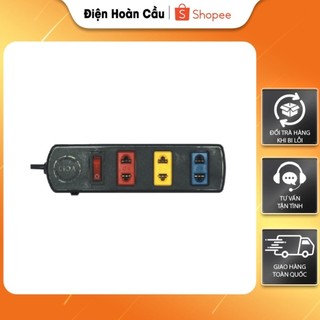 Ổ cắm kéo dài Lioa 3 ổ đen có công tắc