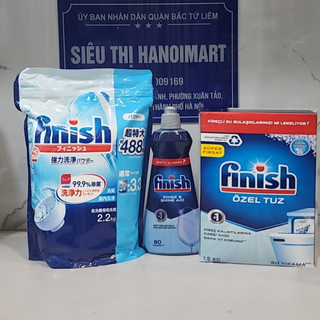 Combo bột finish nhật 2.2kg + muối finish 1.5kg + nước làm bóng bát finish 400ml
