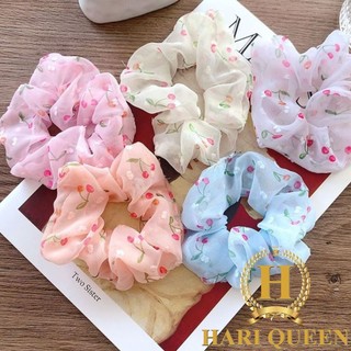 ( HOT) Dây buộc tóc, cột tóc vải scrunchies trái cherry HARI0421