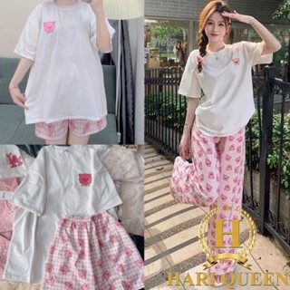 Sét bộ áo phông logo lợn + quần dài quần đùi heo hồng cá tính HARIQUEEN
