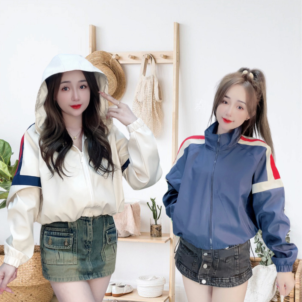 Áo Khoác gió nữ đẹp dù 2 lớp dày dặn MYXURY 01 phối màu tay xinh xắn