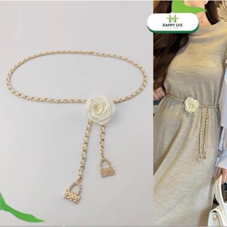 Thắt lưng nữ dây xích, dây xích thắt lưng, vòng cổ bông hoa, thắt lưng hoa trà thời trang đa năng