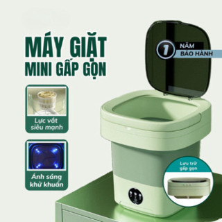 Máy Giặt Mini Gấp Gọn - Máy Giặt Đồ Đồ Lót,Tất Vớ, Giặt Đồ Cho Bé Tự Vắt Khô Khử Khuẩn Bằng Công Nghệ Ánh Sáng Xanh