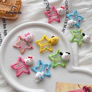 🌸🌸SANRIO Kẹp Tóc Hình Ngôi Sao Năm Cánh Họa Tiết Chấm Bi Dễ Thương Cho Nữ
