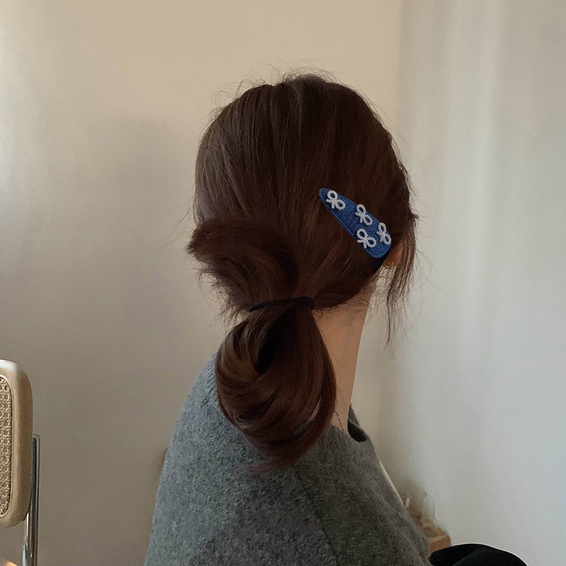 🌸🌸Kẹp Tóc Nữ Nơ Ngọc Trai Kẹp Tóc Denim