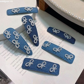 🌸🌸Kẹp Tóc Nữ Nơ Ngọc Trai Kẹp Tóc Denim
