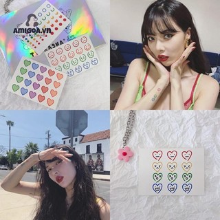 🌸🌸miếng dán hình xăm lâu trôi chống thấm nước họa tiết cầu vồng dễ thương