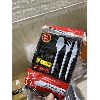 sỉ- 100 cái muỗng 15 CM nhựa Đen -XANH- Trắng- Vàng cao cấp cứng đủ màu CTY GIA HÂN , SPOOS, GIA TƯƠNG,,,,