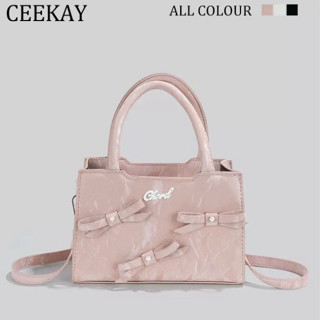 Túi Xách Ceekay Chính Hãng - Túi Xách Da Trơn Kiểu Loang Quai Xách Đính Nơ Khóa Kéo Hàng Quảng Châu