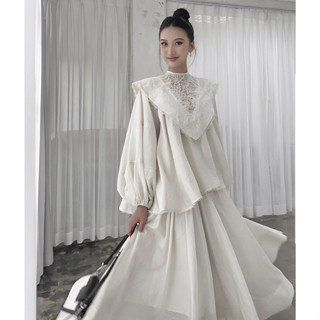 Set Áo Dài Tay Cổ V + Chân Váy Dài Dáng Xòe HAMYOFFICIAL Đầm Bánh Bèo Chất Vải Đũi Cao Cấp Đẹp Quyến Rũ ,Sang Trọng B15