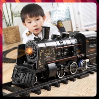 Bộ đồ chơi lắp ráp xe lửa có Hiệu ứng ánh sáng âm thanh Hơi nước và khói - 181x78cm