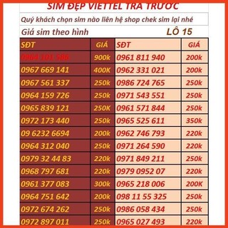 SIM VIETTEL SỐ ĐẸP 09 PHONG THỦY TẠI ĐÂY LÔ 7