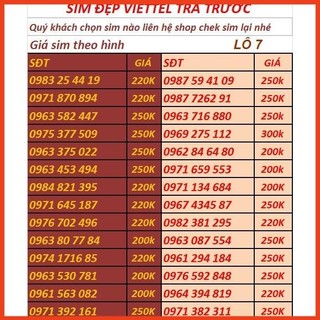 SIM VIETTEL SỐ ĐẸP 09 THEO PHONG THỦY TẠI ĐÂY LÔ 6