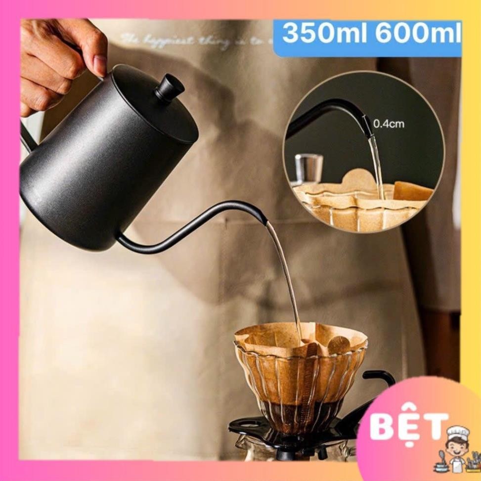 Bình cổ ngỗng pha cà phê ấm cổ ngỗng vòi dài 350-600ml - Ấm đen rót nước cổ ngỗng Thép không gỉ Cao 