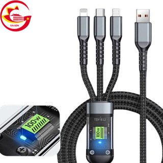 Dây Cáp Sạc Dữ Liệu Sạc Nhanh Elough 100W Micro USB Type C 3 Trong 1 6A,Dây cáp 3 đầu nhanh chất lượng tốt