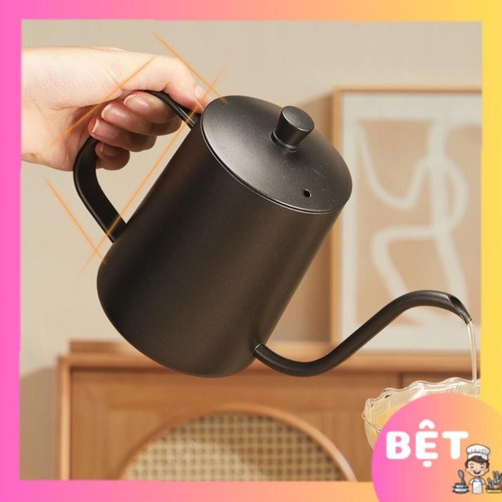 Bình cổ ngỗng pha cà phê ấm cổ ngỗng vòi dài 350-600ml - Ấm đen rót nước cổ ngỗng Thép không gỉ Cao 