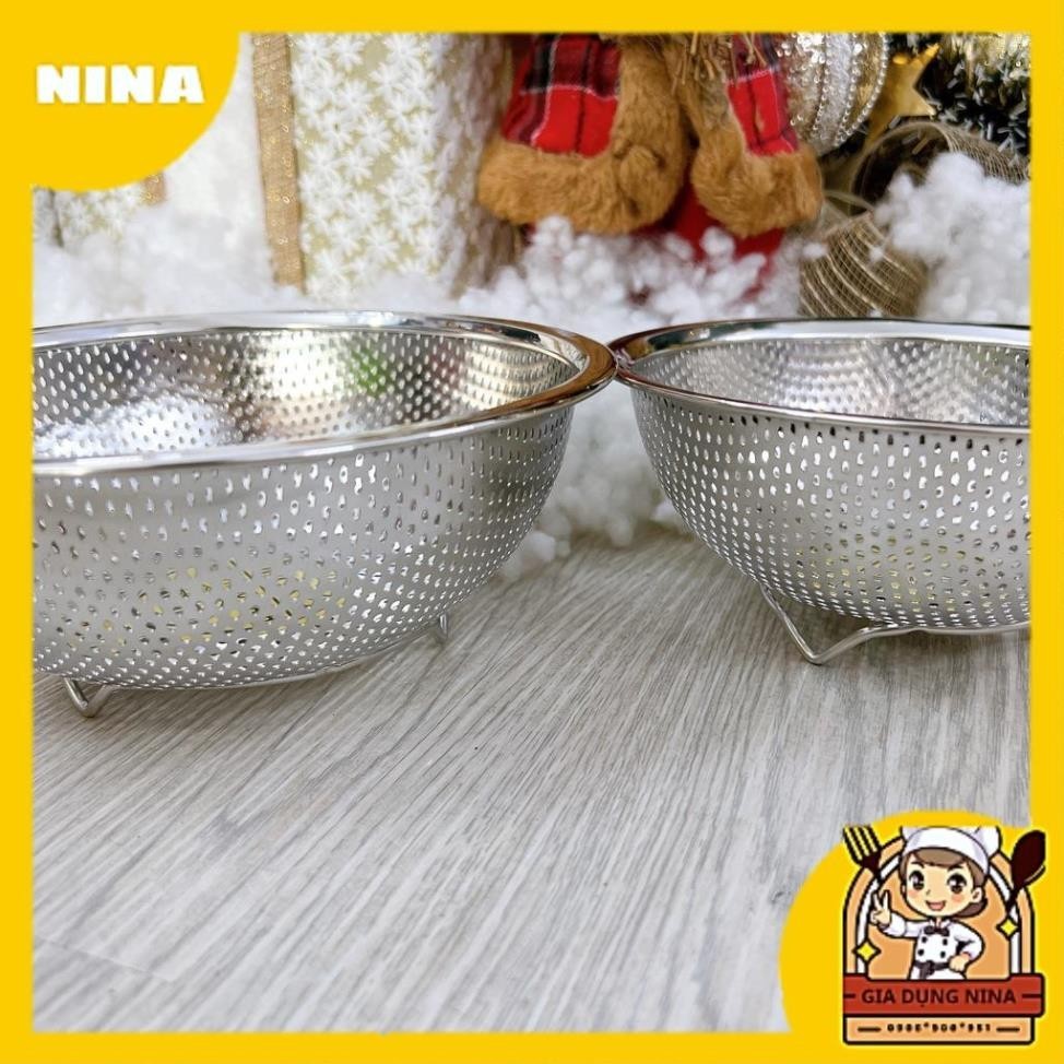 Rổ inox 304 đa năng lỗ lưới nhỏ dày - Rổ tròn inox 304 có 3 chân cao ráo nước