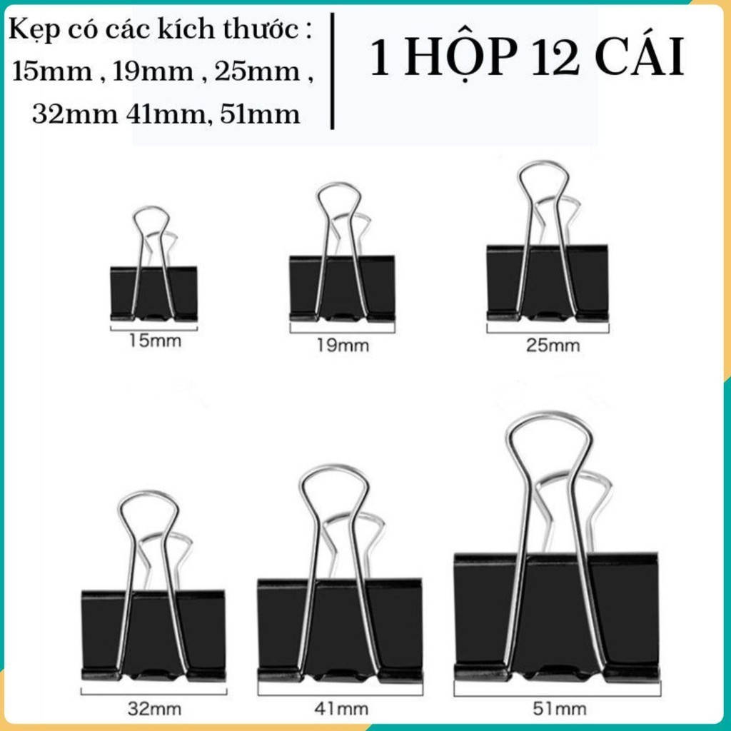 Kẹp giấy (Kẹp Bướm) Double clip (1 hộp 12 cái)٩(^‿^)۶