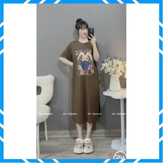 Váy Phông Suông, Đầm Suông In Hình Thỏ RABIT From Rộng Dáng Dài Chất Cotton Đẹp