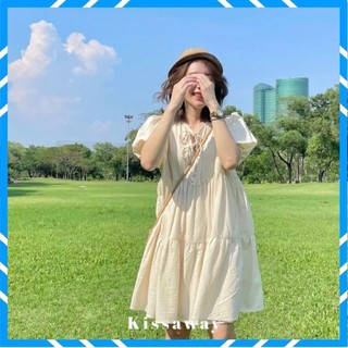 Váy Babydoll Tiểu Thư, Đầm Đũi Buộc Nơ Ngực From Rộng Chất Đẹp Phù Hợp Mặc Đi Chơi
