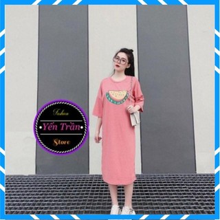 Váy Trái cây dáng dài from rộng , Đầm Phối Hình Dễ Thương Đầy Nữ Tính Sang Trong Siêu Hot