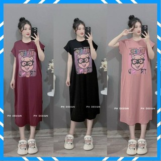 Váy Phông Suông, Đầm Suông GẤU DEEP From Rộng Tới 70kg, Dáng Dài Chất Cotton Đẹp