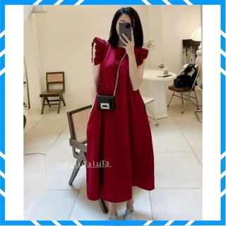 Váy Tay Xếp Ly From Rộng Chất Đẹp, Đầm Hai Màu Dáng Dài Chất Liệu Thoải Máí