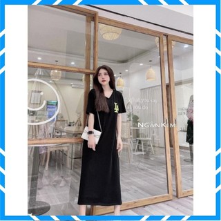Váy suông Dáng Dài, Đầm suông LA đan lưng from rộng tới 65kg Bầu Mặc Siêu Xinh