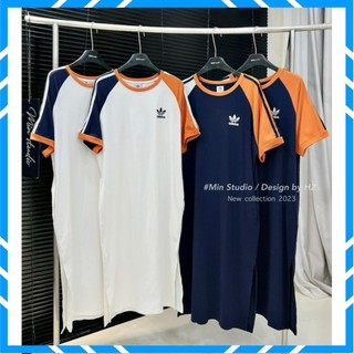 Váy Suông Dáng Dài, Đầm Suông DAS Phối Viền Sọc Thể Thao From Rộng, Dáng Dài Chất Cotton