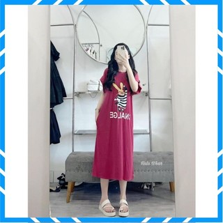 Váy Suông Dáng Dài, Đầm Suông THỎ From Rộng, Dáng Dài Có Túi Chất Cotton