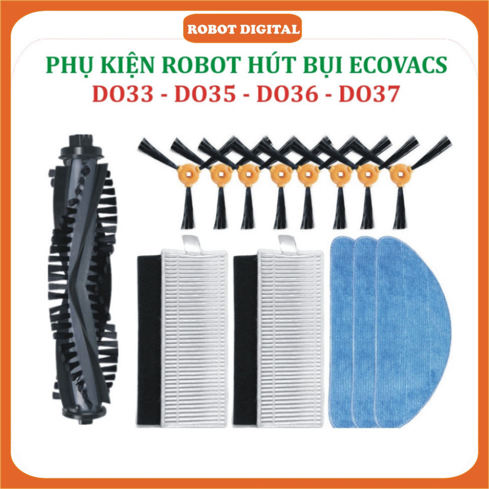 Phụ kiện robot hút bụi Ecovac DO33, DO35, DO36, DO37 -Khăn Lau, Chổi chính, Chổi cạnh, Lọc Bụi -.