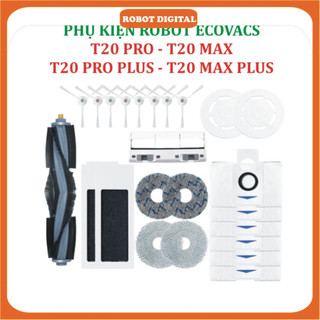  Phụ kiện robot hút bụi Ecovac Debot T20 Pro ProPlus,T20 Max Max Plus Khăn Lau Chổi Chính Chổi cạnh Túi rác -. 