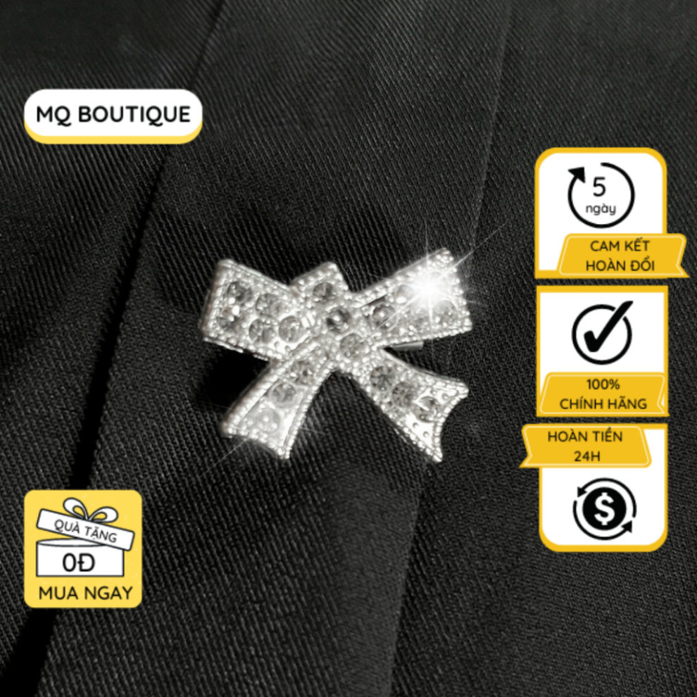 Nơ cài áo đính đá bling bling sáng lấp lánh tag cài váy đầm có sẵn ghim HK Offical Store