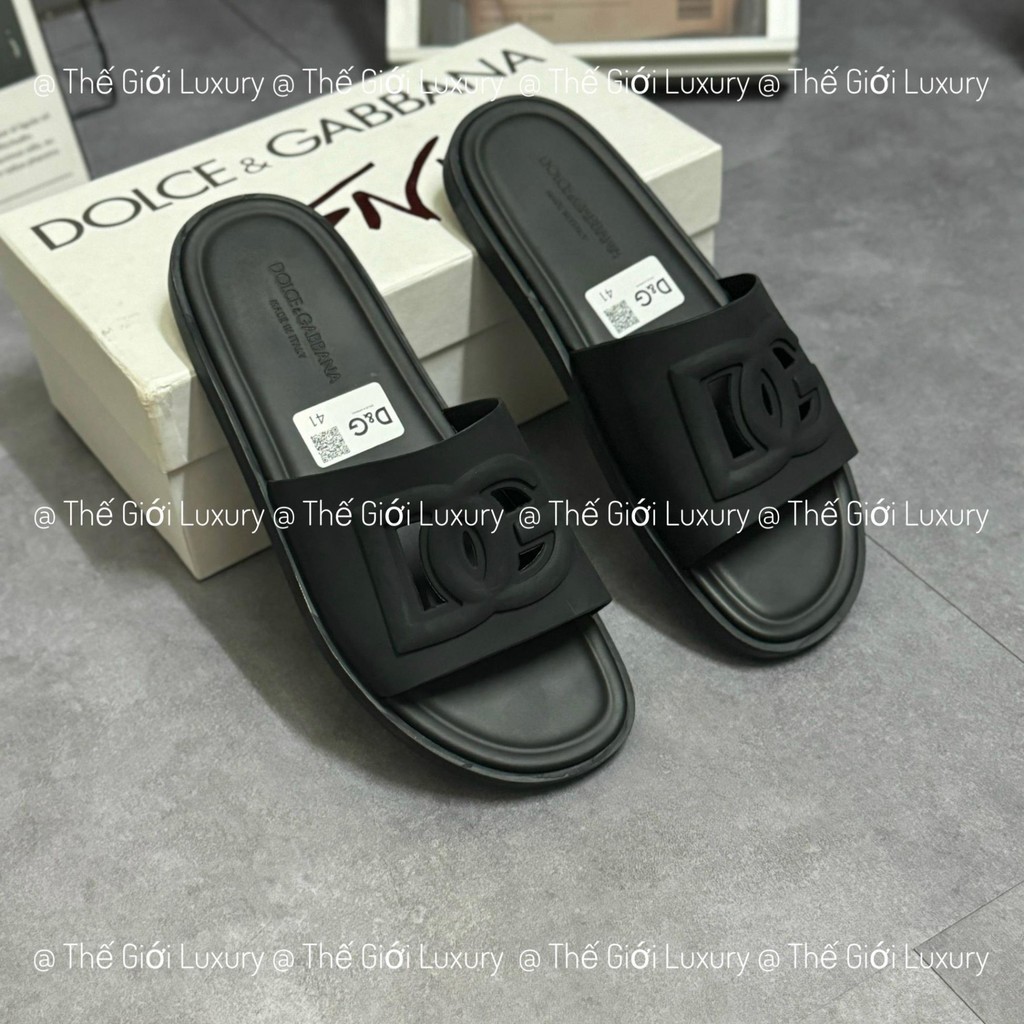 Dép nam DG màu Đen, Dép quai ngang cao su hàng full box như video QC