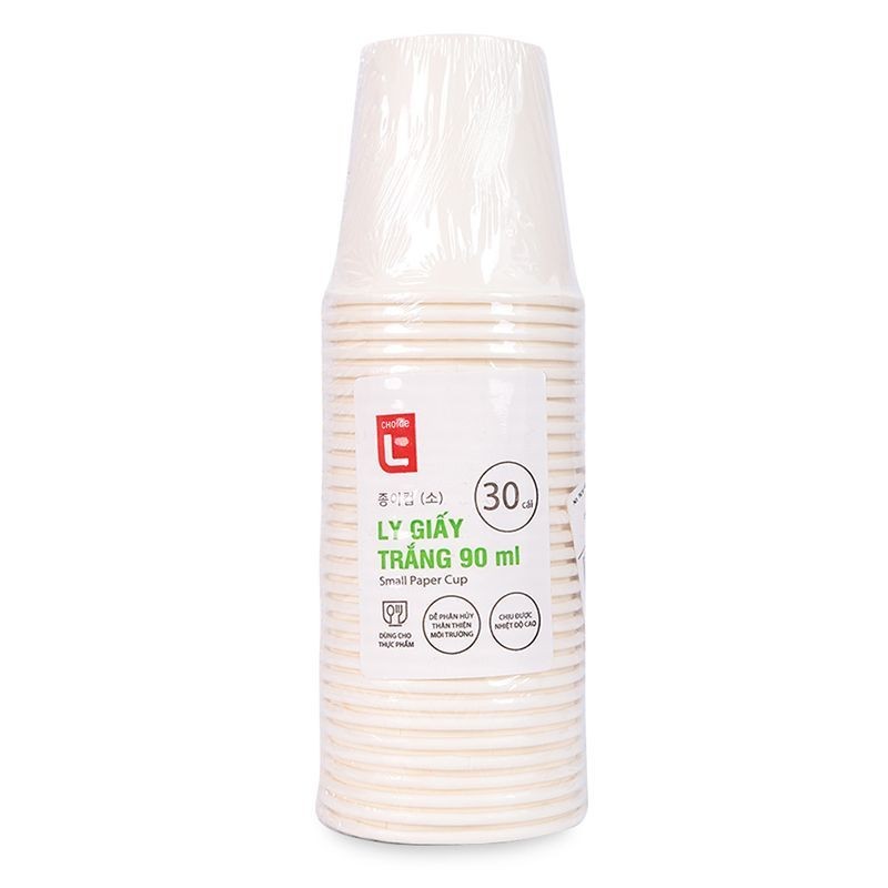 Bộ 30 Ly Giấy Trắng Choice L 90ML/ Bộ 20 Ly Giấy Trắng Choice L 180ML
