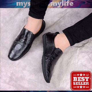 𝗠𝗬 𝗦𝗛𝗢𝗘𝗦 𝗠𝗬 𝗟𝗜𝗙𝗘 .̷ ̷  Giày mọi nam da bò vân cá sấu đế cao su khâu mẫu mới thời trang siêu đẹp đi học đi c
