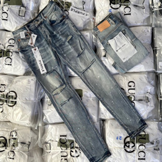  Quần Purple Jean Xanh Vẩy Sơn 4 Cúc Quần Bò Purple Xanh Bụi Vẩy Sơn Xanh Sáng Chất Co Giãn Phối Loang 