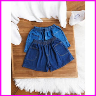 Quần đùi jean nữ lưng thun form rộng thoải mái , quần short jean loại 1