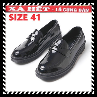 NGHỈ BÁN XẢ HÀNG  - H146 - Giày Penny loafer da bóng, đế tăng chiều cao 4cm chống trơn trượt