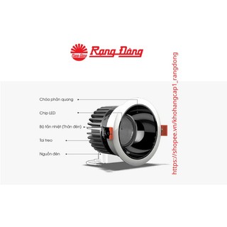 Đèn led âm trần downlight xoay góc rạng đông at25 80/10wx1.plus, chip led chất lượng cao