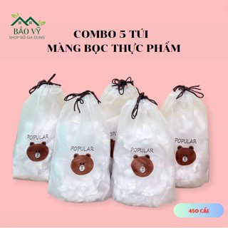 COMBO 5 Túi Màng Bọc Thực Phẩm PE,Túi Gấu Có Chun Bọc Đồ Ăn Co Giãn Siêu Dai, Bọc Thực Phẩm Tủ Lạnh