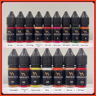Mực phun xăm bong đậm angelica tem đen 10 ml - mực nga chính hãng bám nhanh