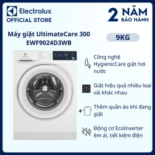 Máy giặt cửa trước electrolux 9kg ultimatecare 300-ewf9024d3wb-diệt vi khuân