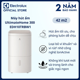 Máy hút ẩm Electrolux UltimateHome 300 20L EDH10TRBW1 cho phòng 42m²,Hút ẩm tối ưu, Loại bỏ vi khuẩn¹ và vi rút²