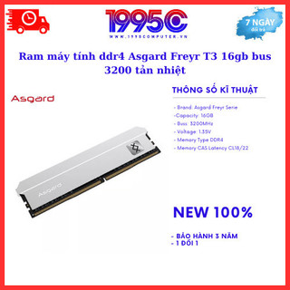 Ram máy tính ddr4 asgard freyr t3 16gb bus 3200 tản nhiệt mới box 100% bảo hành 36 tháng lỗi 1 đổi 1