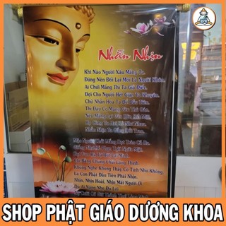 Tranh cuộn 40cm x 60cm Chữ NHẪN NHỊN hình đức phật Về ý nghĩa cuộc sống treo tường nẹp gỗ